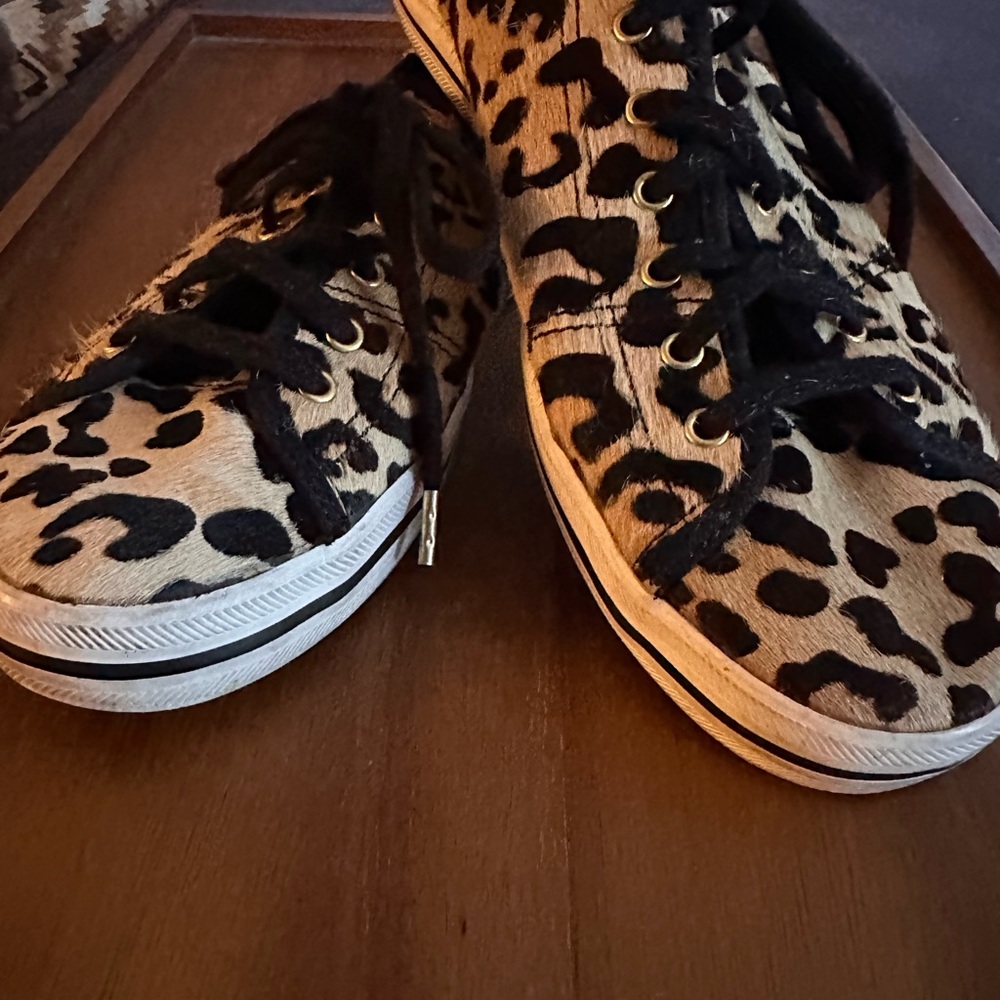 Kate Spade Animal Print Sneakers with Black Accents